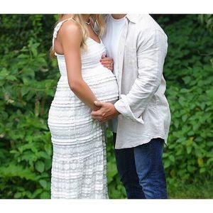 White/Cream Lace Maternity Dress